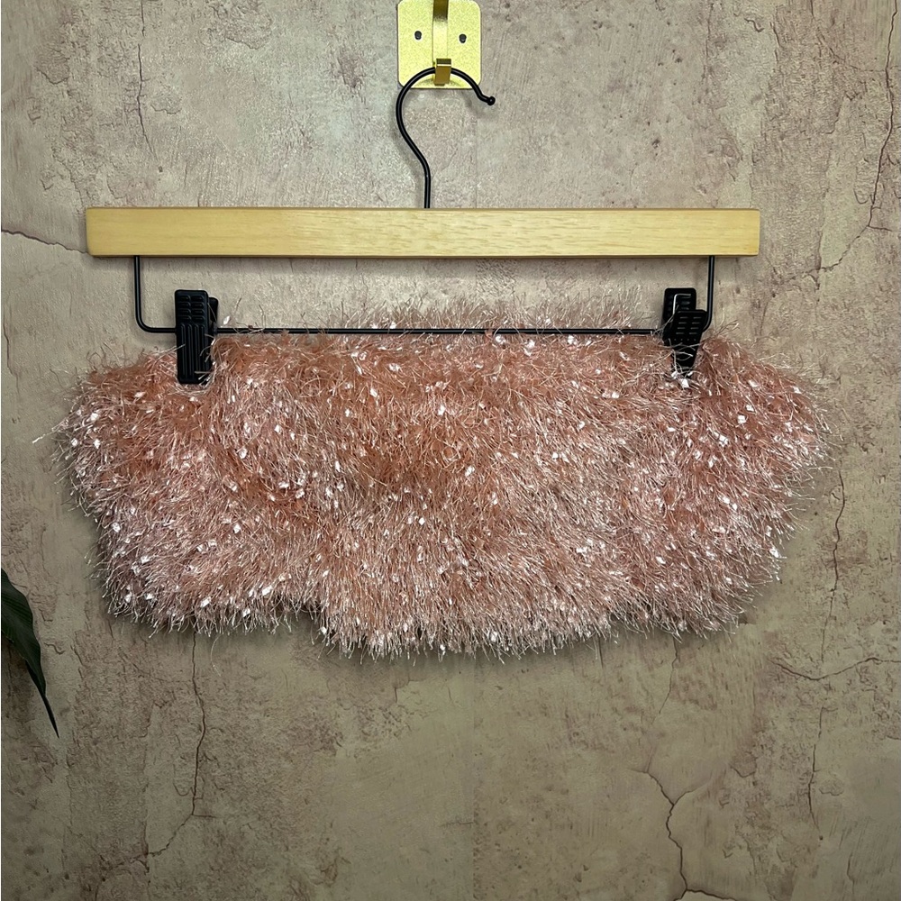 Fashion Nova Blush Pink Fuzzy Top/Bandeau